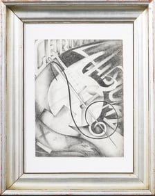 Antique French Cubist Abstract Eifel Tower Modernist Cubist Framed Original Print