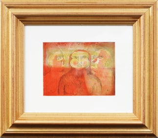 Vintage Nicely Framed Modernist Figurative Abstract Signed Painting