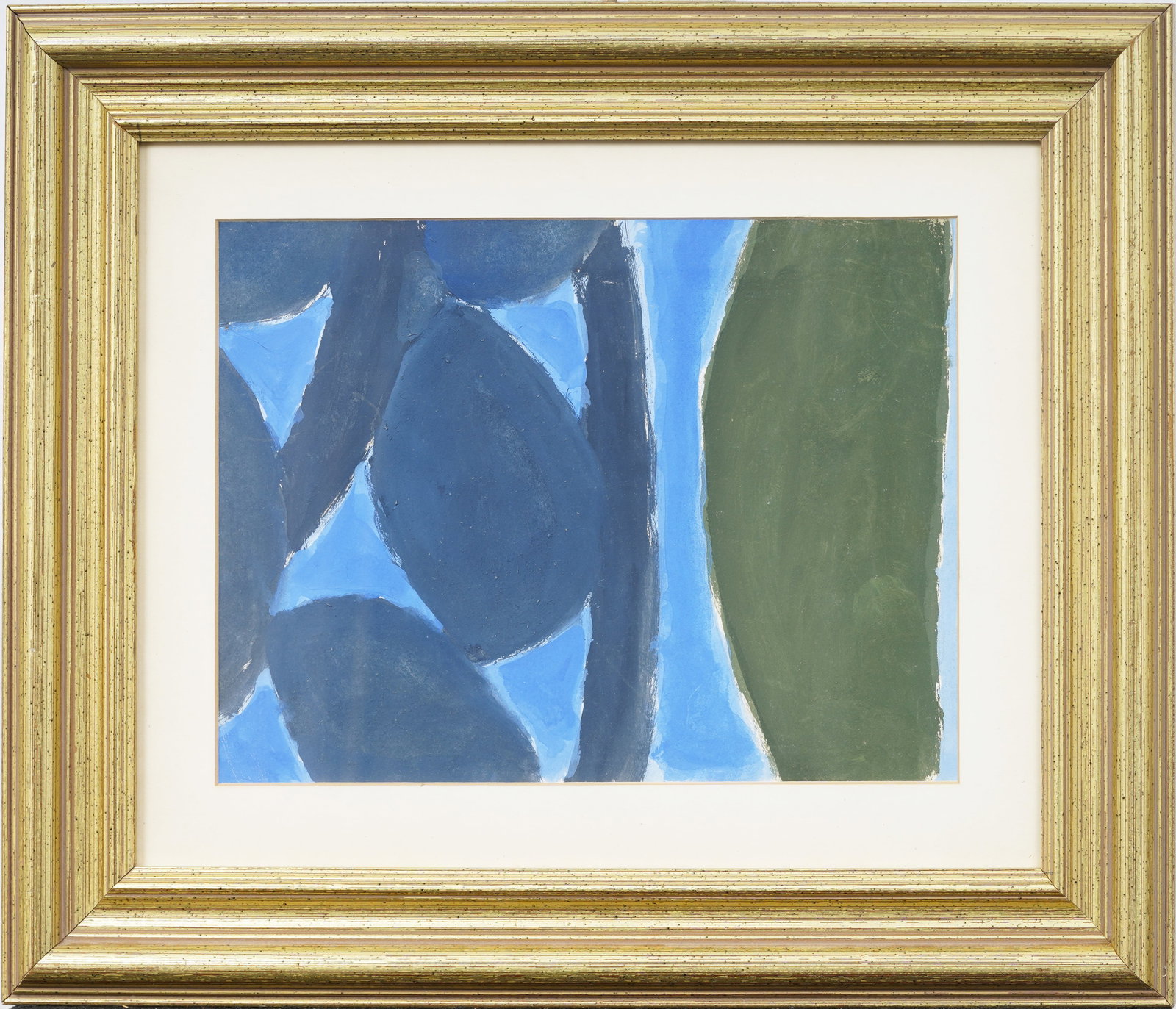 Nicely Framed Antique American Abstract Original Painting: Antique American modernist abstract painting. Mixed media on paper. Framed. Measuring: 14 by 18 inches overall, and 8 by 11 painting alone. Please see all images for condition. Size is measured and wr