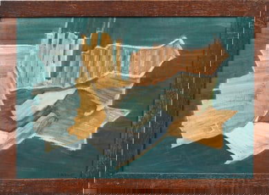 Antique American School Abstract Expressionist Signed "Klein 1947" Original Oil Painting