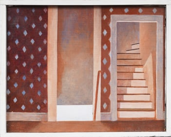 Mary Loomis Yntema Signed Vintage American Modernist Interior Scene Original Oil Painting