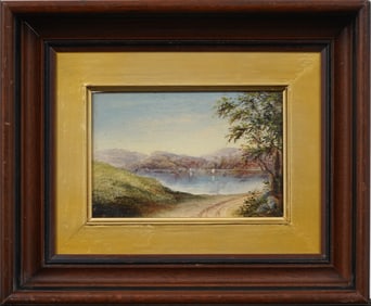 Antique American Hudson River School Framed Landscape Oil Painting