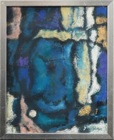 Antique American Abstract Expressionist Framed Signed Original Oil Painting