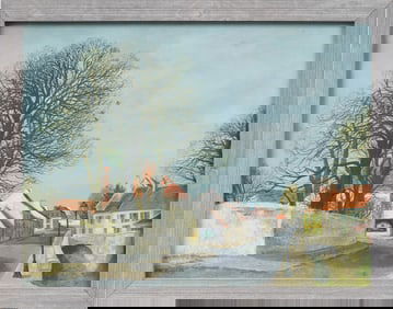 Maurice Adolphe Portal Signed Antique French Modernist Landscape Original Oil Painting