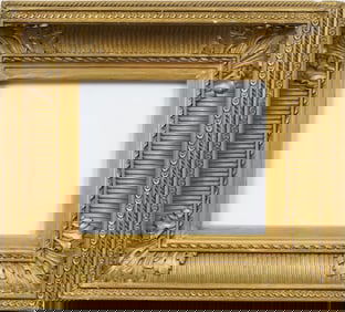 Wide Antique American Fluted Cove Giltwood Oil Painting Frame