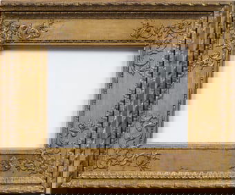 Antique American or European Wide Gold Giltwood Oil Painting Frame
