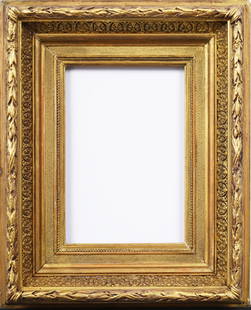 Antique American Fluted Cove Gold Giltwood Wide Oil Painting Frame: Antique American oil painting frame. Measuring: 18 by 14 inches overall, 11 by 7.5 inches rabbet, and 10.25 by 6.75 inches