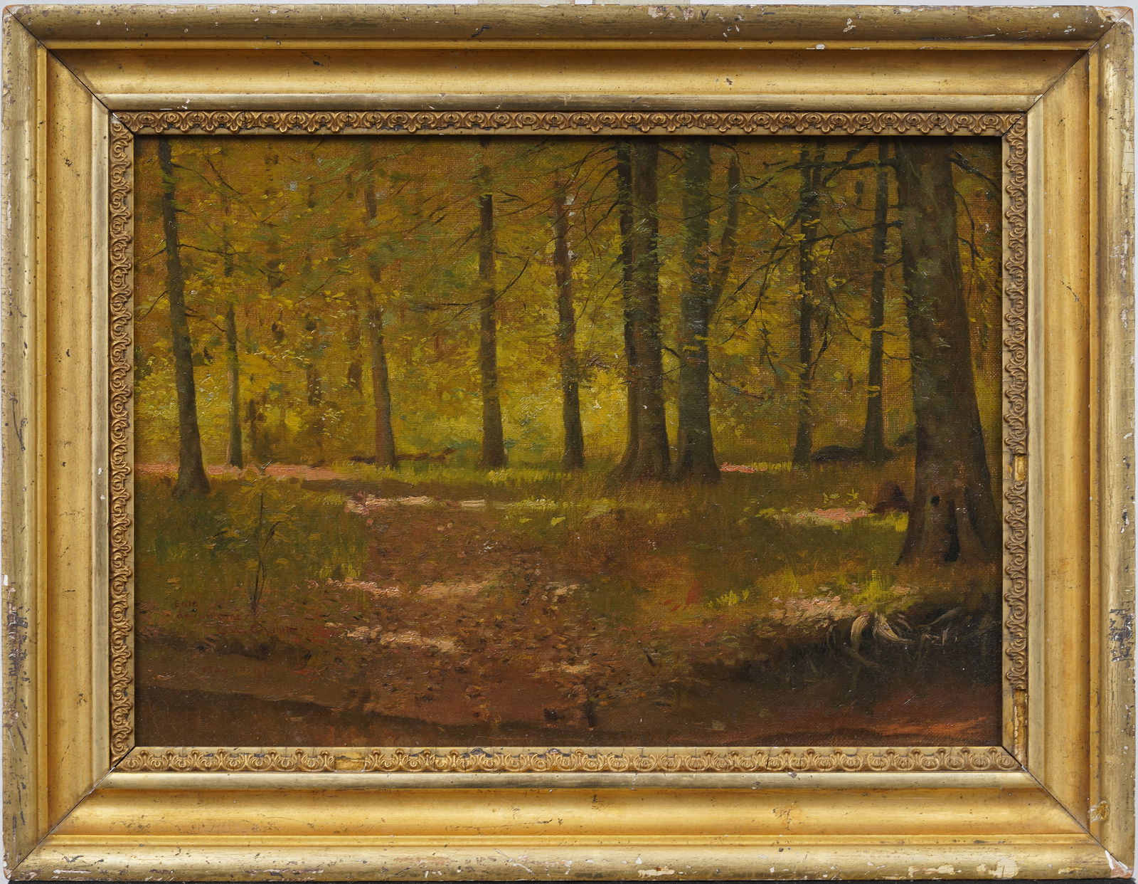 George W. Chambers (1857-1897) Antique American Tennessee Sunlit Landscape Original Oil Painting (1 of 6)