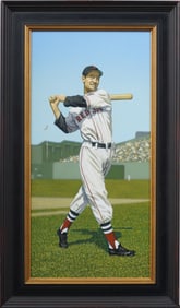 Arthur Miller (B. 1957) Vintage American Sporting Art Ted Williams Boston Red Sox Baseball Portrait