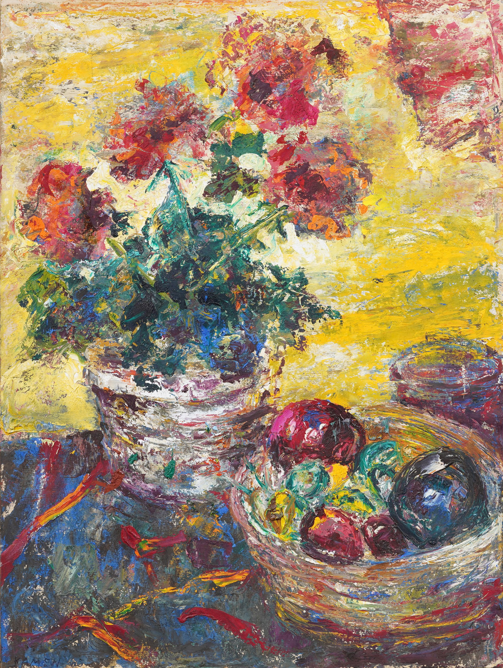 Vintage American Impressionist Flower Still Life Original Signed Oil Painting: Antique American oil painting. Oil on board. Signed. Measuring: 20 by 26 inches overall, and 18 by 23.75 painting alone. Please see all images for condition. Size is measured and written on the back o