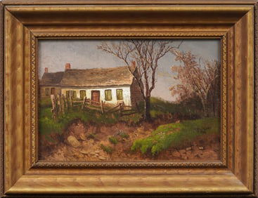 Antique American School Impressionist Signed Landscape Framed Original Oil Painting