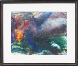 Simon Gaon Signed Antique American Modernist Abstract Landscape Framed Original Oil Painting