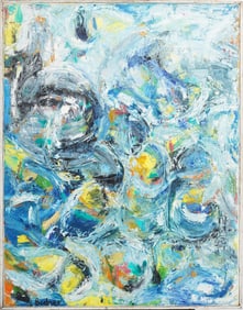 Mid Century Modern Vintage American Abstract Expressionist Signed "Bodner" Original Oil Painting