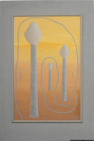 Julius Shaier Signed Moodscape Framed American Modernist Abstract Landscape Original Oil Painting