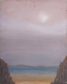 Julius Shaier Signed Moodscape Framed American Modernist Abstract Landscape Original Oil Painting