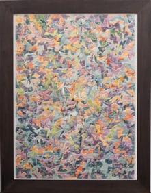 Vintage American Modernist Abstract Expressionist Framed Original Large Watercolor Painting