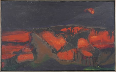 LARGE Vintage American Modernist Abstract Expressionist Hawaiian Lava Flow Original Oil Painting