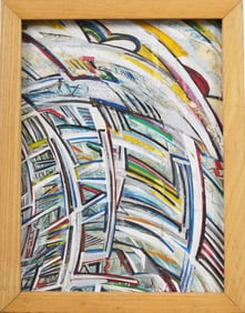 Vintage Futurist American Modernist Abstract Expressionist Framed Original Oil Painting