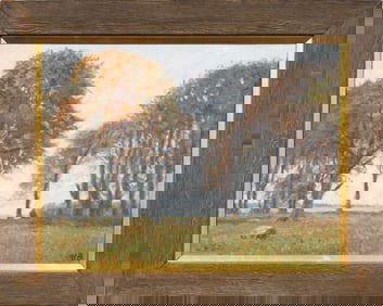 Signed Vintage European Impressionist Framed Landscape Original Oil Painting