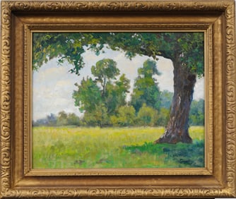 Vintage American or European Impressionist Nicely Framed Landscape Original Oil Painting