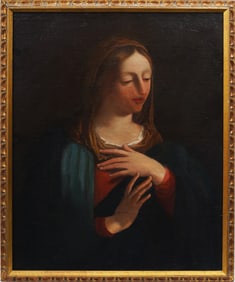 Antique European Old Master Woman Portrait Framed Oil Painting