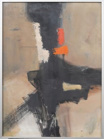 Antique American Framed Abstract Expressionist Signed 1962 Modernist Original Oil Painting
