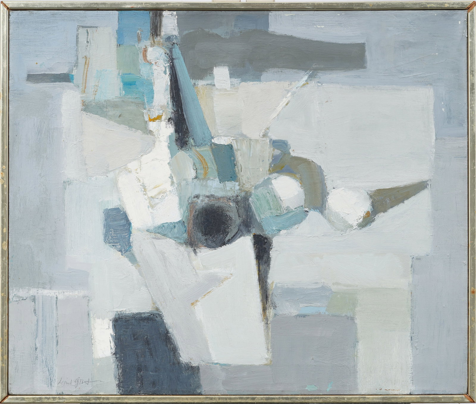 Lionel Gilbert (1912-2005) Vintage American Cubist Abstract Still Life Framed Original Oil Painting: Vintage American cubist still life oil painting by Lionel Gilbert (1912 - 2005). Oil on canvas. Signed. Framed. Measuring: 21 by 25 inches overall, and 20 by 24 painting alone. Please see all images f