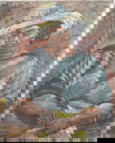 Margaret Jones Johnsons Signed Vintage American WPA Modernist Self Portrait Black Woman Oil Painting (1 of 7)