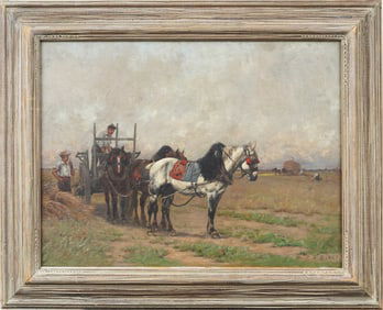Adolphe Gustave Binet (b. 1854-1897) Antique French Genre Pastoral Scene