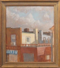 Enrique Flores-Galbis Cuban-American New York Rooftop Landscape Oil Painting