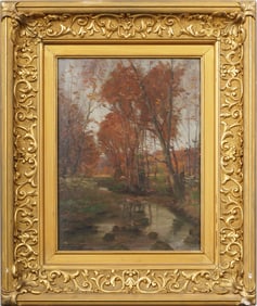 Arthur Mitchell (1864-1954) Antique American Impressionist Fall Landscape Framed Oil Painting