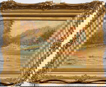 Vintage American Impressionist Western Landscape Signed River Scene Original Oil Painting