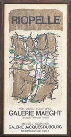 Vintage Parisian Gallery Exhibit Poster for French-Canadian Abstract Artist Jean-Paul Riopelle