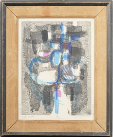 Ansei Uchima (b.1921-2000) Signed Original Abstract Woodblock Print "In Emotion"