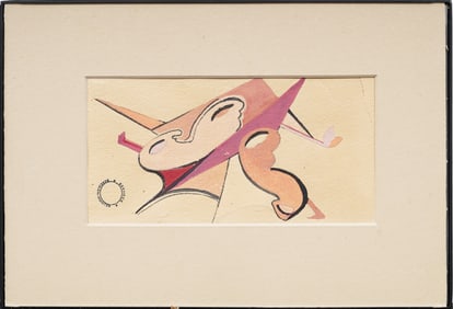 Bernece Berkman-Hunter (1911 - 1988) Vintage American Cubist Abstract Original Gouache Painting