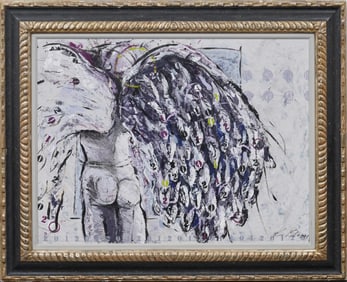 Large Heydenryk Frame Modernist Nude Portrait Signed American Original Oil Painting