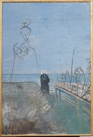 Leonid Gustavovic Berman (1896 - 1976) Vintage American Surrealist Large Landscape Oil Painting