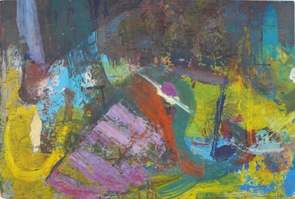 Large Vintage American Modernist Abstract Expressionist MCM Original Oil Painting