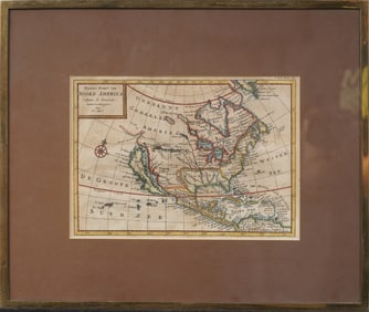 Vintage NEW MAP OF NORTH AMERICA BY H MOLL Framed Print