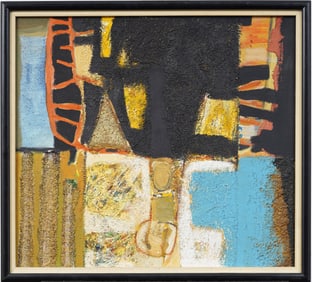 "Solitide 1963" Vintage American Modernist Framed Abstract Original Oil Painting