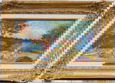 Lucien Neuquelman (1909-1988) Vintage French Impressionist Framed Signed Beach Oil Painting