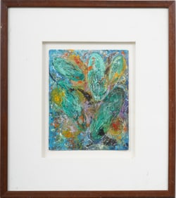 Ronald Walton Living Brooklyn African-American Modernist Abstract Framed Original Oil Painting