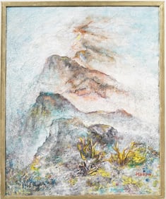 Vintage Signed American School Modernist Framed Landscape Original Oil Painting