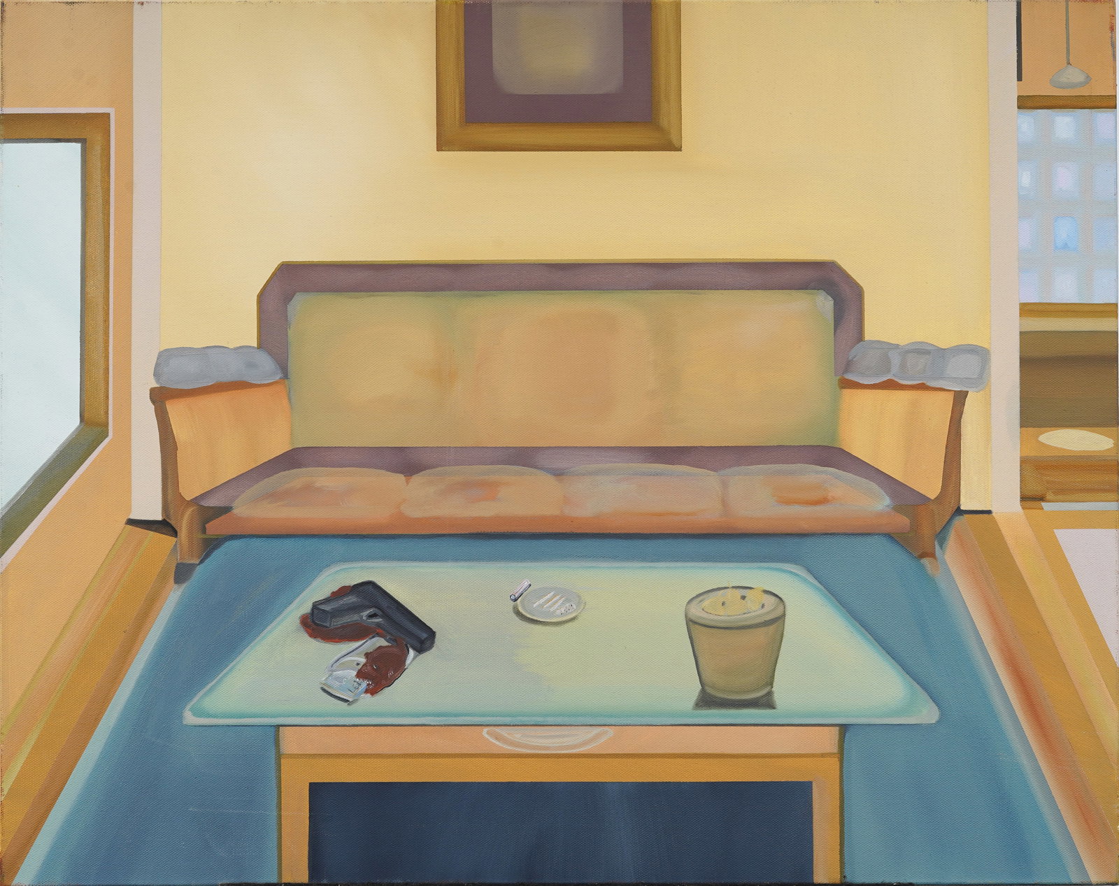 Vintage Signed American School Modernist Interior Scene Original Oil Painting (1 of 5)