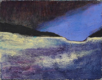 Vintage American Modernist Abstract Landscape Original Oil Painting
