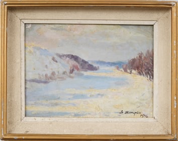 Signed Vintage Eastern European Winter Impressionist Framed Original Signed Oil Painting