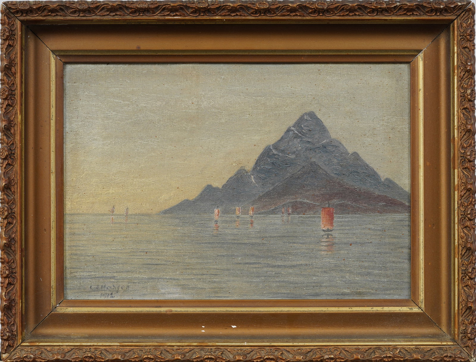 Antique or Vintage Italian Signed Coastal Seascape Framed Impressionist Oil Painting: Antique or Vintage European seascape oil painting. Oil on board. Signed. Framed. Measuring: 12 by 16 inches overall, and 9 by 12.75 painting alone. Please see all images for condition. Size is measure