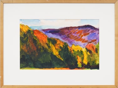 Tom McCobb (B1930) Vintage American Modernist Fauvist Abstract Landscape Original Framed Painting