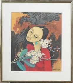 Tay Chee Toh Signed Singapore Malaysia Woman Portrait Modernist Framed Print