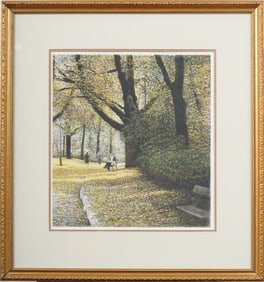 Harold Altman "Les Jardins" 1985 Framed Modernist Park Scene Print